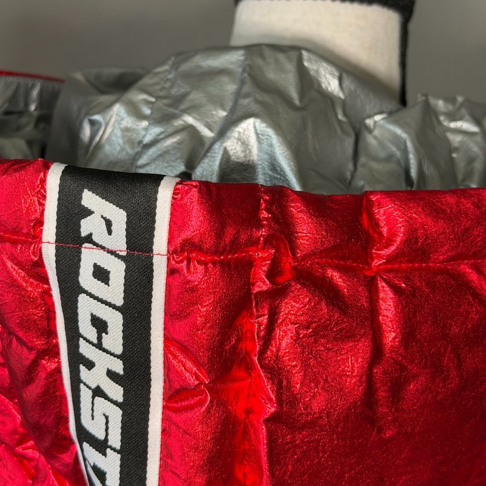 Metallic Red Women's Puffer Jacket - Picture 8 of 12